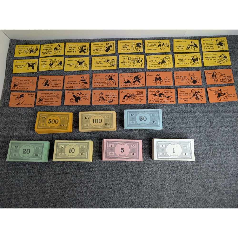 Monopoly1935 Commemorative Edition Replacement Chance/Community Cards & Money‎